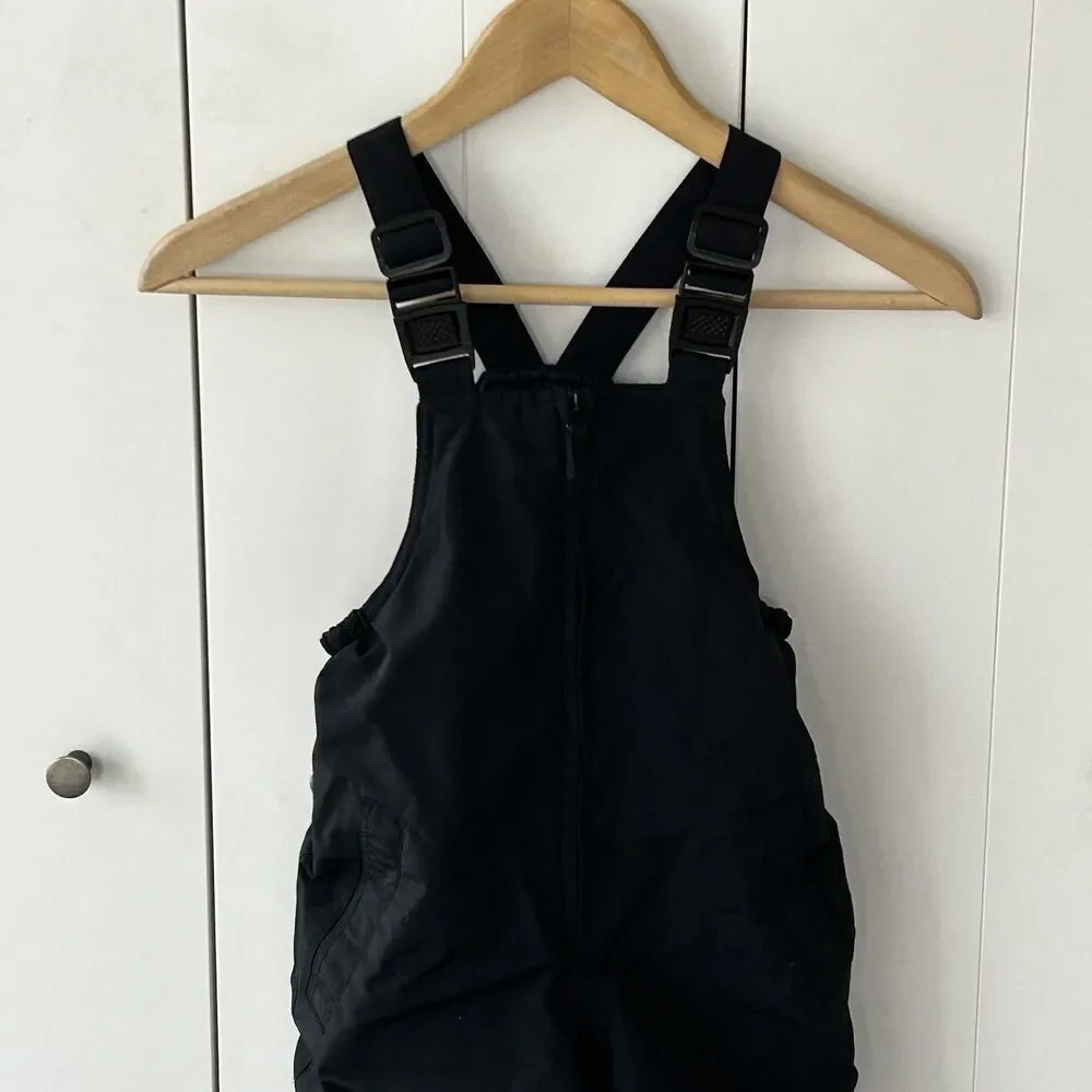 Lands' End Snow Pants Overalls Size 4 Black Grow-A-Longs Ski Outdoors Sled